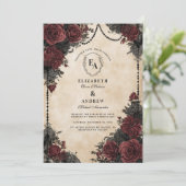 Dunkle Vintage Rose und Pearl Lace Einladung (Stehend Vorderseite)