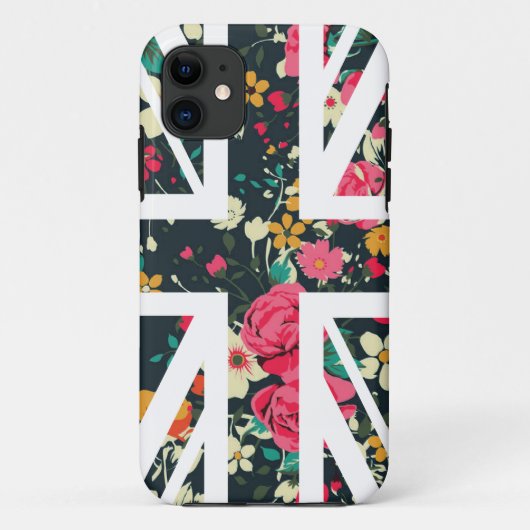 Dunkle Vintage-Rose-Union-Jack-Britische (UK) Flag Case-Mate iPhone Hülle (Rückseite)