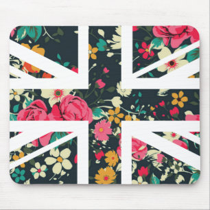 Dunkle Vintage-Rosen-Union-Jack-Britische (UK) Fla Mousepad