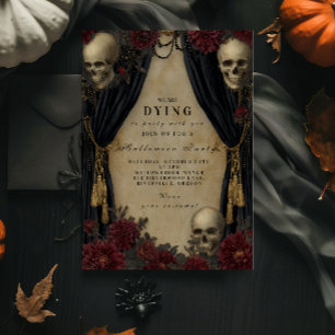 Dunkle Vintage Skull Halloween Feier Einladung