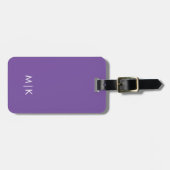 Dunkle Violet Lila | Modernes Monogramm Gepäckanhänger (Vorderseite horizontal)