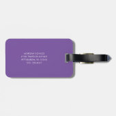 Dunkle Violet Lila | Modernes Monogramm Gepäckanhänger (Rückseite horizontal)