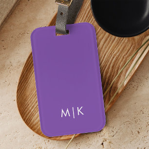 Dunkle Violet Lila Modernes Monogramm Gepäckanhänger