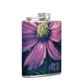 Dunkle violette Blumen Foto Art Monogramm Flachmann (Rechts)