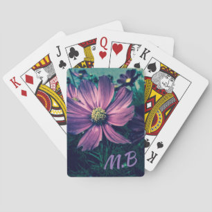 Dunkle violette Blumen Foto Art Monogramm Spielkarten