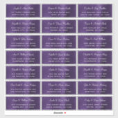 Dunkle Violette individuelle Hochzeitadressen-Labe Aufkleber (Blatt)