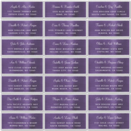Dunkle Violette individuelle Hochzeitadressen-Labe Aufkleber