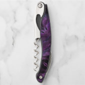Dunkle Violette Lila Abstrakte Feather Textur Kellnermesser (Vorderseite)