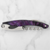 Dunkle Violette Lila Abstrakte Feather Textur Kellnermesser (Vorderseite)