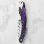 Dunkle Violette Lila Abstrakte Feather Texture Wai Kellnermesser (Vorderseite)