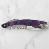 Dunkle Violette Lila Abstrakte Feather Texture Wai Kellnermesser (Rückseite)