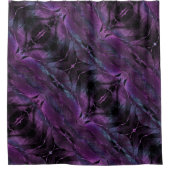 Dunkle Violette Lila Abstrakte Feder texturiert Duschvorhang (Vorderseite)
