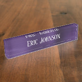 Dunkle Violette Lila Imitate Fohlen Moderne Namensplakette (Seite)