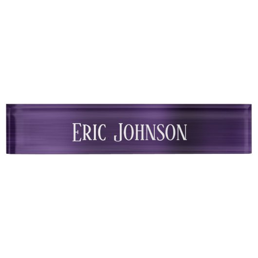 Dunkle Violette Lila Imitate Fohlen Moderne Namensplakette (Vorderseite)