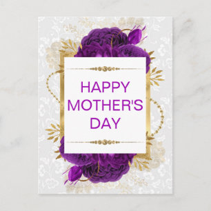 Dunkle violette Rosen und goldener Glitter Muttert Postkarte
