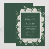 Dunkle Wald-Blüten-Hochzeit Einladung (Vorne/Hinten)