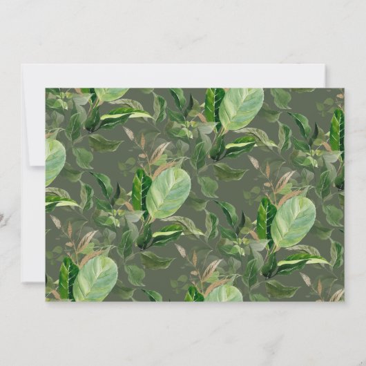 Dunkle Wälder grün tropischen Thema jedes Alter Ge Einladung (Rückseite)