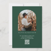 Dunkle Waldgrüne Hochzeit | Torbogen-Foto + QR-Cod Einladung (Rückseite)