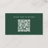 Dunkle Waldgrüne Hochzeitsdetails + QR-Code Begleitkarte (Rückseite)
