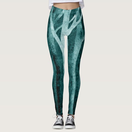 Dunkle Waldmuster-Gamaschen Leggings (Vorderseite)