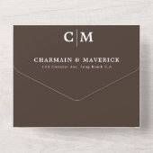 Dunkle Walnussbraun Monogram QR Code UAWG Wedding All In One Einladung (Rückseite)