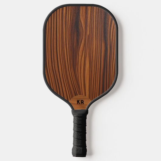 Dunkle Walnussholz Textur Custom Monogram Pickleball Schläger (Rückseite)