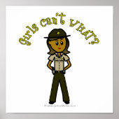 Dunkle weibliche Sheriff in brauner Uniform Poster (Vorne)