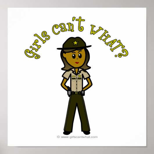 Dunkle weibliche Sheriff in brauner Uniform Poster (Vorne)