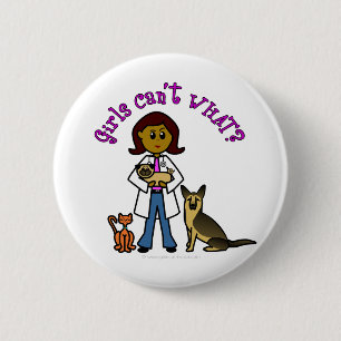 Dunkle Weibliche Veterinärmedizin Button