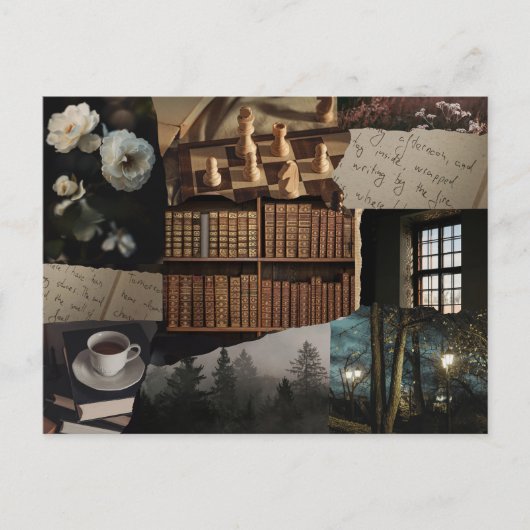 Dunkle / weiche Akademiker-Scrapbook-Collage Postkarte (Vorderseite)