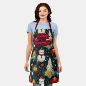 Dunkle Weihnachten mit Schneemännern, Bäumen und O Schürze (Getragen)