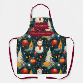 Dunkle Weihnachten mit Schneemännern, Bäumen und O Schürze (Vorderseite)