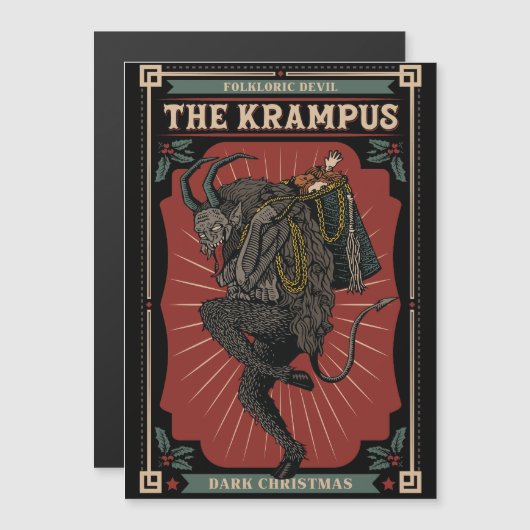 Dunkle Weihnachts Folklorischer Teufel Krampusbeut Magnetkarte (Vorne/Hinten)