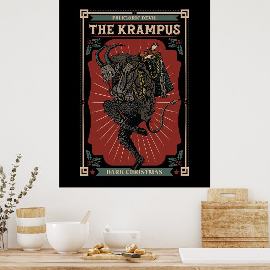 Dunkle Weihnachts Folklorischer Teufel Krampusbeut Poster (Küche)