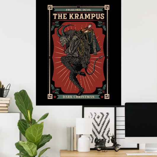 Dunkle Weihnachts Folklorischer Teufel Krampusbeut Poster (Heimbüro)