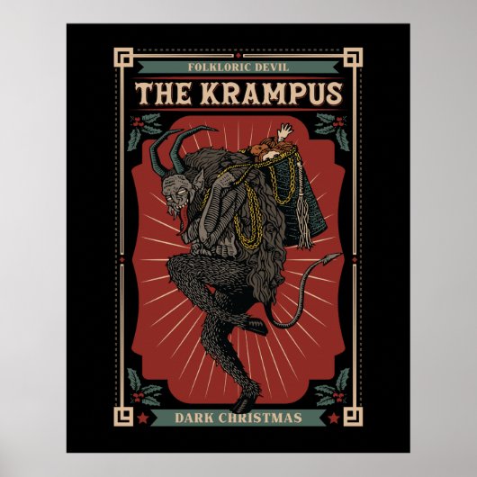 Dunkle Weihnachts Folklorischer Teufel Krampusbeut Poster (Vorne)