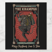 Dunkle Weihnachts Folklorischer Teufel Krampusbeut Weinetikett (Einzelnes Label)
