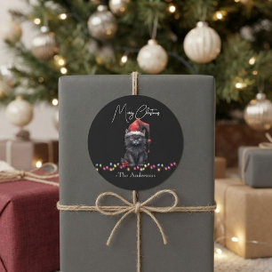 Dunkle Weihnachts-Kätzchen-Familienname Runder Aufkleber