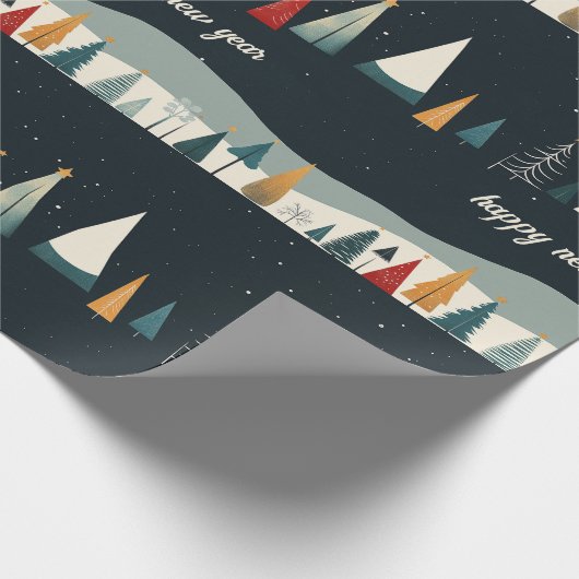 Dunkle Weihnachtsbaummuster-Papier Geschenkpapier (Ecke)