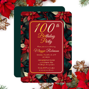 Dunkle Weihnachtsfeier Floral 100. Geburtstagspart Folieneinladung