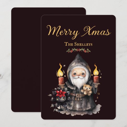 Dunkle Weihnachtskarte Feiertagskarte (Vorne/Hinten)