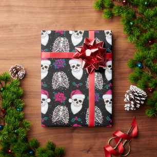 Dunkle Weihnachtsmannmütze Skeleton Weihnachtsges Geschenkpapier