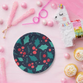 Dunkle Weihnachtsmistletoe und Leaf-Muster Pappteller (Party)