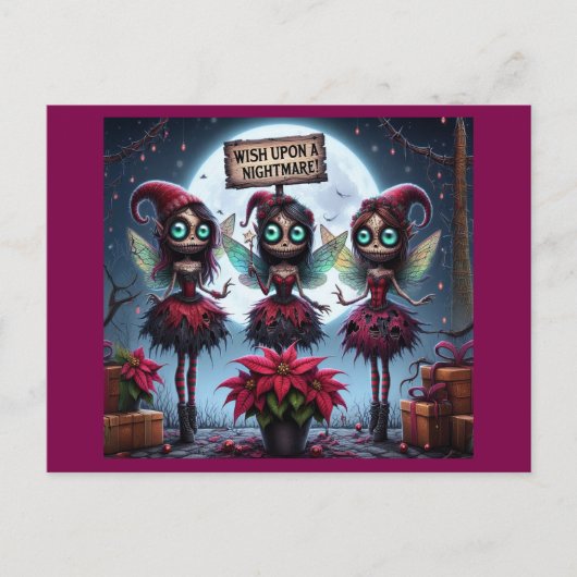 Dunkle Weihnachtsmuschel Fairy Feiertagspostkarte (Vorderseite)