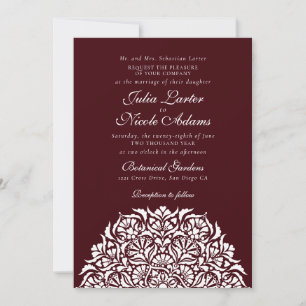 Dunkle Weinrote Braune Whimsical Blumen Hochzeit Einladung