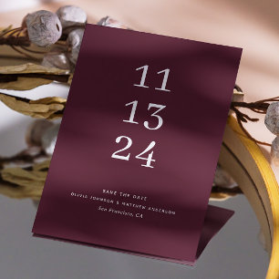 Dunkle Weinrote Herbsthochzeit Minimalistische B Save The Date