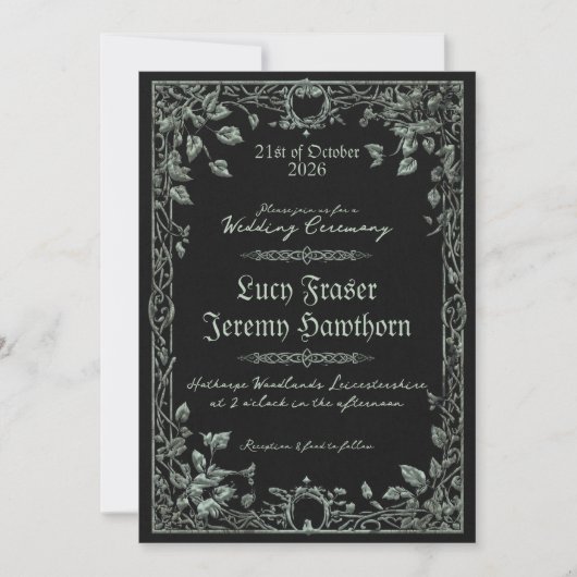 Dunkle Wikinger-Hochzeitseinladung  Einladung (Vorderseite)