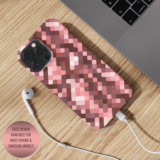 Dunkle Wine Red Mauve Taupe Blush Pink Pixel Art iPhone Hülle
