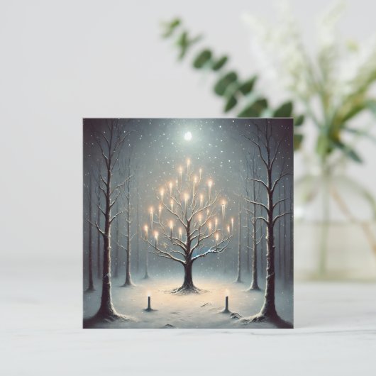Dunkle Winternachtskarte Feiertagskarte (Stehend Vorderseite)