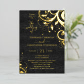 Dunkle Wirbel und Blätter Foto auf der Rückensehen Folieneinladung (Stehend vorne)